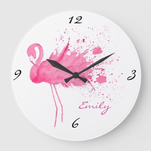 Roze Flamingo Design Grote Klok (Voorkant)