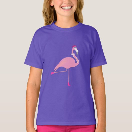 Roze Flamingo Design - Meisjes' Basic T-Shirt (Voorkant)