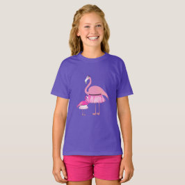 Roze Flamingo Design - Meisjes' Basic T-Shirt