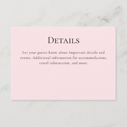 Roze Flamingo Details Informatiekaartje (Voorkant)