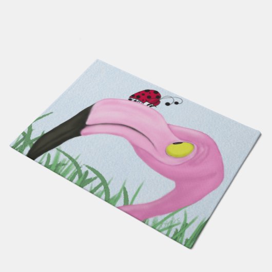  roze flamingo deurmat (Schuin)