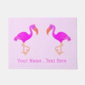 Roze Flamingo Deurmat met Aangepaste Tekst Naam (Voorkant)