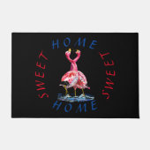 Roze Flamingo Deurmat met Tekst Home Sweet Home (Voorkant)