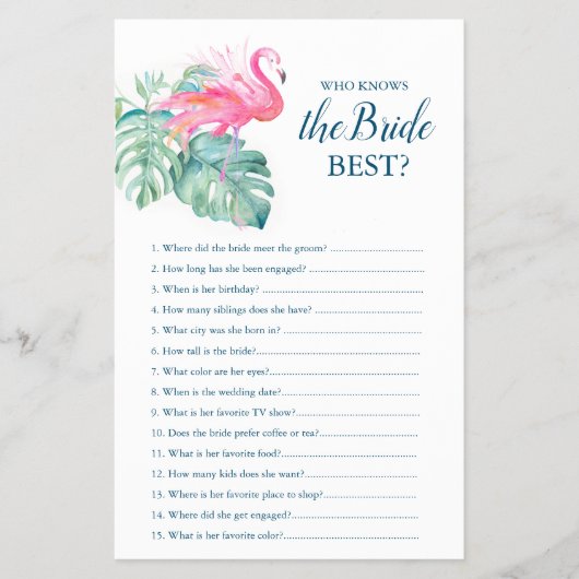 Roze flamingo die het beste spel kent flyer (Voorkant)