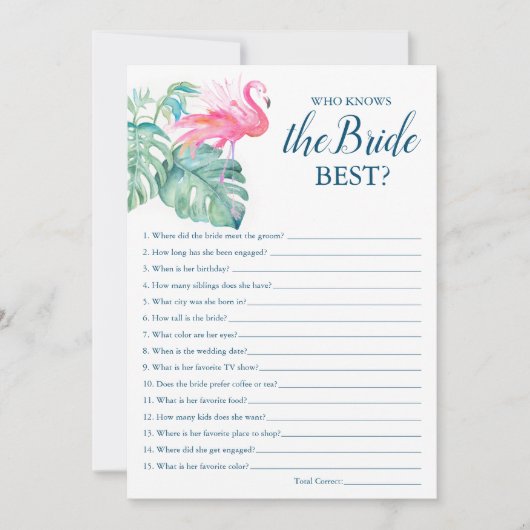 Roze flamingo die het beste spel kent kaart (Voorkant)