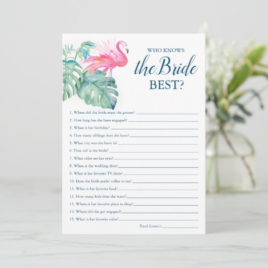 Roze flamingo die het beste spel kent kaart (Staand voorkant)