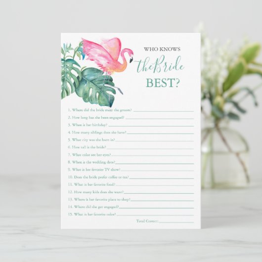 Roze flamingo die het beste spel kent kaart (Staand voorkant)