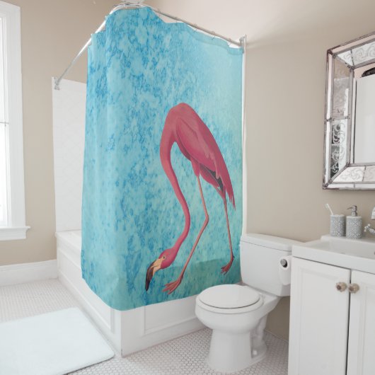  roze flamingo douchegordijn (In situ)