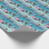 Roze Flamingo Dragen Sneakers en Hoofdtelefoon Cadeaupapier (Hoek)