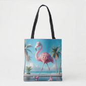 Roze Flamingo Dragen Sneakers en Hoofdtelefoon Tote Bag (Voorkant)