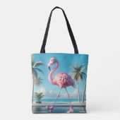 Roze Flamingo Dragen Sneakers en Hoofdtelefoon Tote Bag (Achterkant)