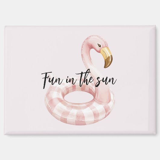 Roze Flamingo Drijfun in de Zon Magneet (Voorkant)
