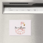 Roze Flamingo Drijfun in de Zon Magneet (Insitu (Vaatwasser))