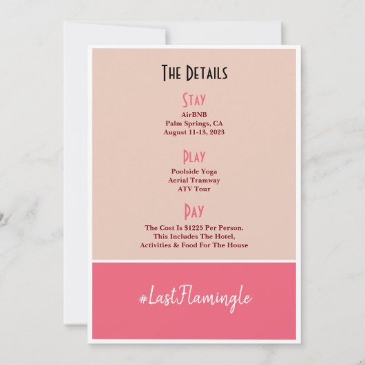 Roze Flamingo Drijvend Afdruk Voor Bruidsmeisjes  Kaart (Achterkant)