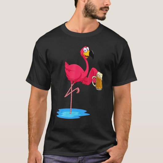 Roze flamingo Drink bier drinker Summer Vibes T-shirt (Voorkant)