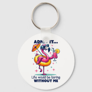 Roze Flamingo Drinkende Staarten Zomer Vakantie St Sleutelhanger