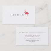 Roze Flamingo Eenvoudige Chic Visitekaartjes Afsprakenkaartje (Voorkant / Achterkant)