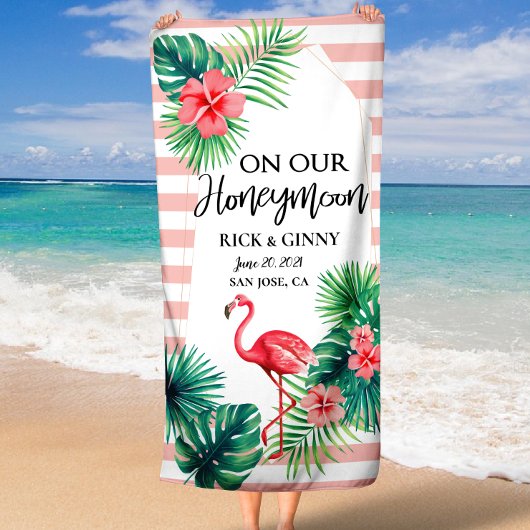 Roze Flamingo Elegant gepersonaliseerd Strandlaken