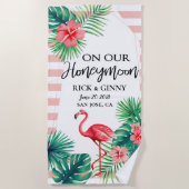 Roze Flamingo Elegant gepersonaliseerd Strandlaken (Voorkant)