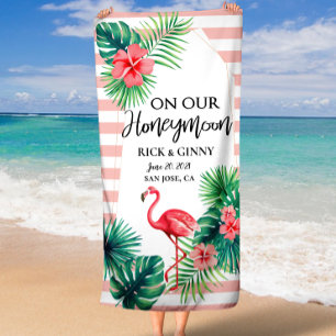 Roze Flamingo Elegant Persoonlijk Strandlaken
