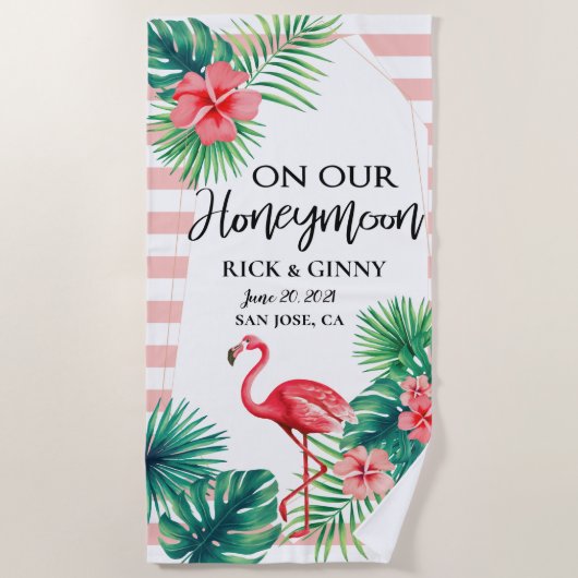 Roze Flamingo Elegant Persoonlijk Strandlaken (Voorkant)