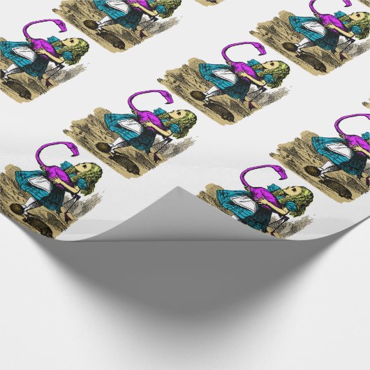 Roze Flamingo en Alice in Wonderland Cadeaupapier (Hoek)