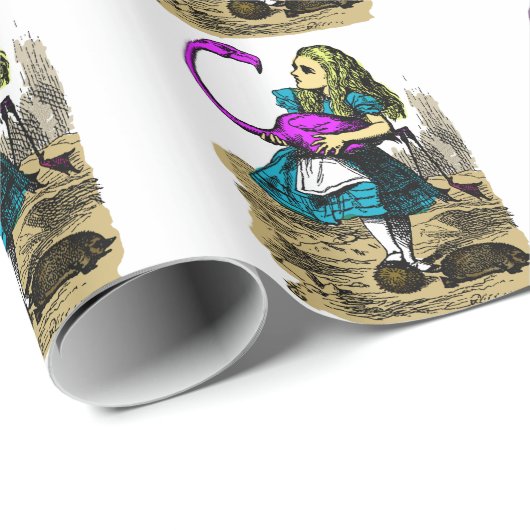 Roze Flamingo en Alice in Wonderland Cadeaupapier (Rol Hoek)