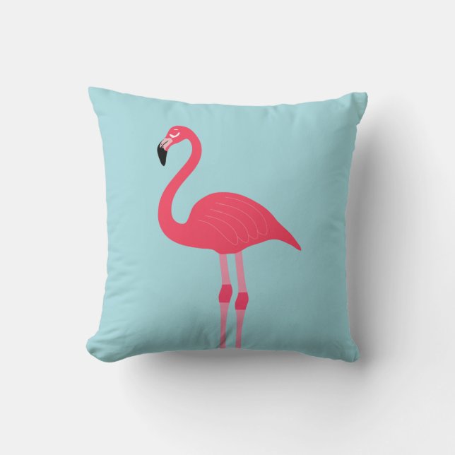Roze flamingo en blauwe achtergrond kussen (Voorkant)