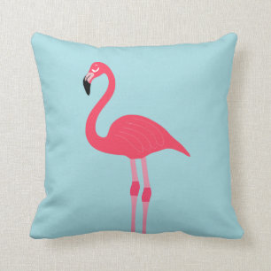 Roze flamingo en blauwe achtergrond kussen