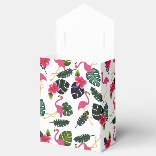 roze flamingo en bloemen voor u bedankdoosjes (Geopend)