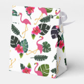 roze flamingo en bloemen voor u bedankdoosjes (Achterkant)