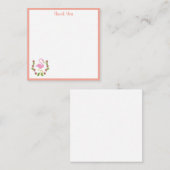 Roze flamingo en bloemetjes Bedankt Opmerking Kaar Notitiekaartje (Voorkant / Achterkant)