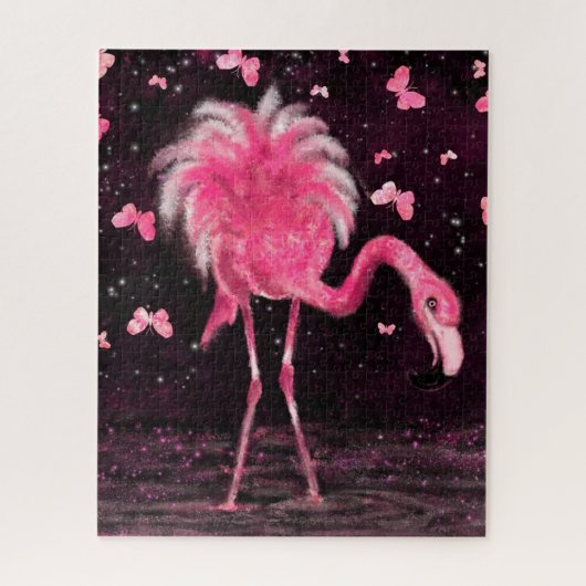 Roze flamingo en Butterflies Jigzaag Puzzle Legpuzzel (Verticaal)