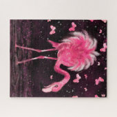 Roze flamingo en Butterflies Jigzaag Puzzle Legpuzzel (Horizontaal)