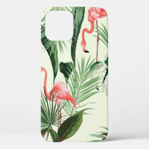 Roze flamingo en exotische bloemen, palmbladeren. Case-Mate iPhone case
