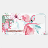 Roze flamingo en exotische bloemen, palmbladeren,  Case-Mate iPhone case (Achterkant (horizontaal))