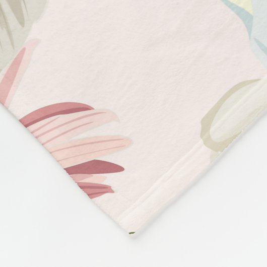Roze flamingo en exotische roze witte bloemen. fleece deken (Hoek)