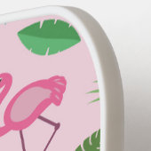 Roze flamingo en gepersonaliseerde tropische blade pickleball paddle (Links Detail)