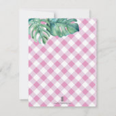 Roze Flamingo en Gingham Baby Shower Advieskaarten (Achterkant)