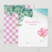 Roze Flamingo en Gingham Baby Shower Advieskaarten (Voorkant / Achterkant)