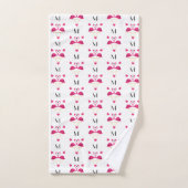Roze Flamingo en Hartjes Patroon Bad Handdoek (Handdoek)