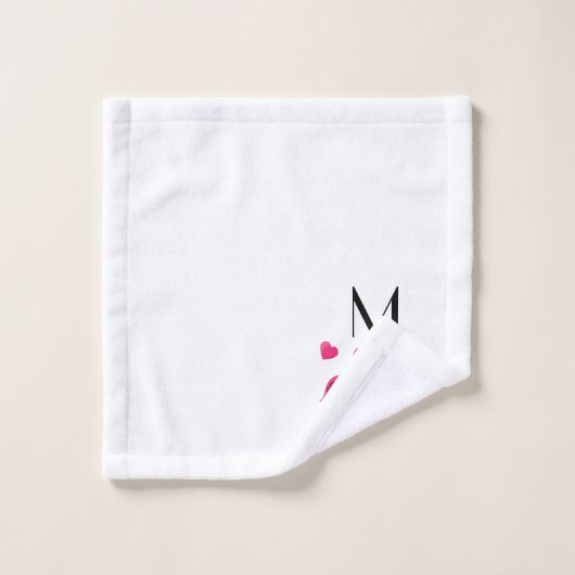 Roze flamingo en Hearts Patroon Bad Handdoek (Wasdoekje)