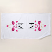 Roze flamingo en Hearts Patroon Strandlaken (Voorkant)