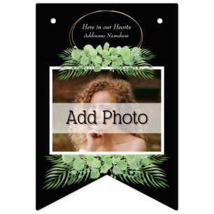 Roze flamingo en het Patroon van het Hart zwarte Vlaggetjes