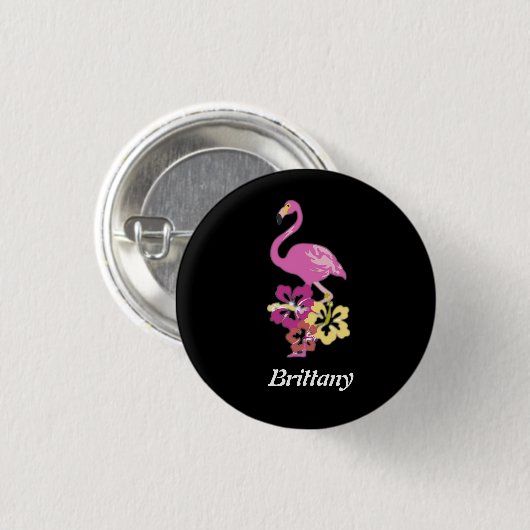 Roze Flamingo en Hibicus Button (Voorkant /achterkant)