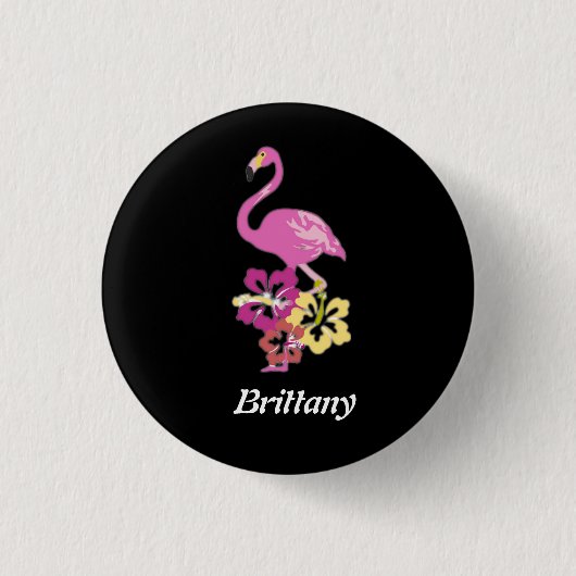 Roze Flamingo en Hibicus Button (Voorkant)