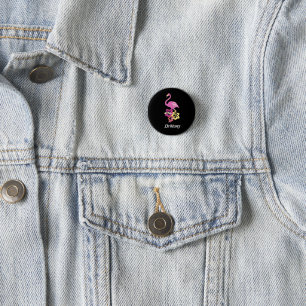 Roze Flamingo en Hibicus Button
