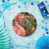 Roze flamingo en kerstboomfeest papieren bordje (Feest)