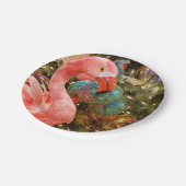 Roze flamingo en kerstboomfeest papieren bordje (Gekanteld)
