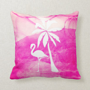 Roze Flamingo en Palm Kussen